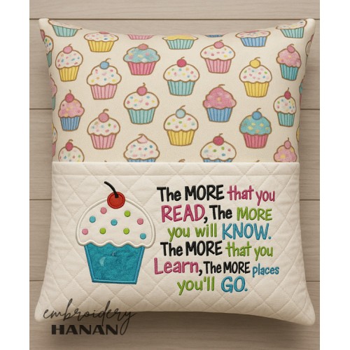 Cupcake the more that you read reading pillow