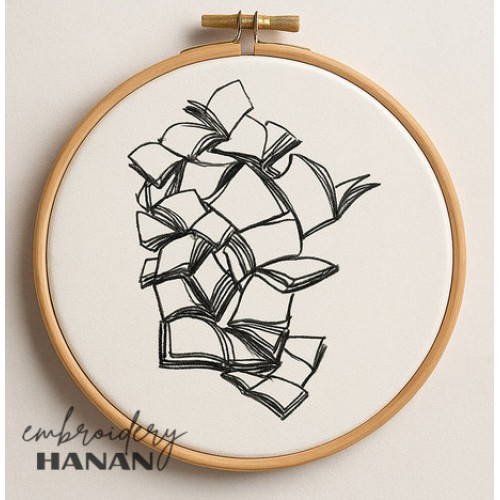 Books embroidery design