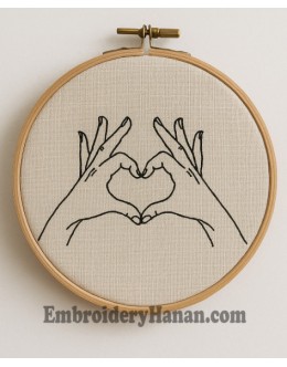 Heart hand embroidery design