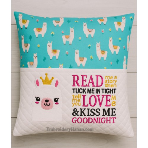 Llama face with read me a story read reading Pillow