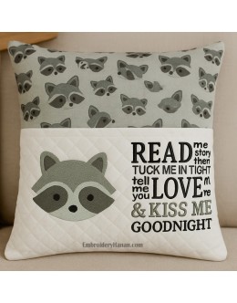 Raccoon Face with read me a story reading Pillow Raccoon Face with read me a story reading Pillow