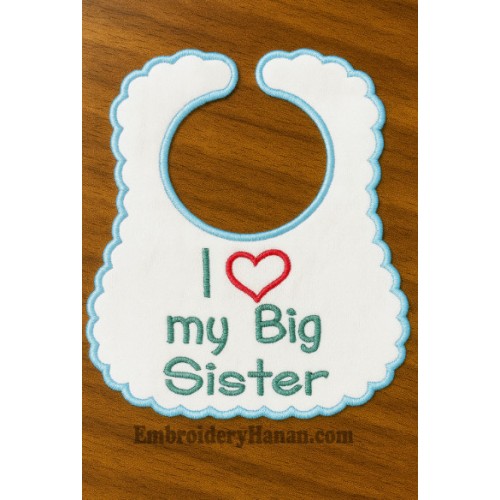 Baby bibs sister in the hoop embroidery design