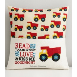 Dump truck with read me a story Reading Pillow