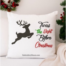 Reindeer Silhouette with Twas the Night embroidery designs Reindeer Silhouette with Twas the Night embroidery designs