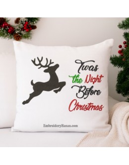 Reindeer Silhouette with Twas the Night embroidery designs