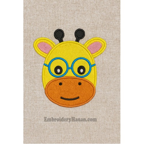 Baby giraffe face embroidery design