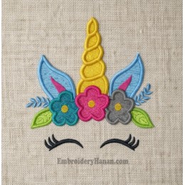 Unicorn Face Applique embroidery design