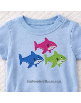 Sharks embroidery design