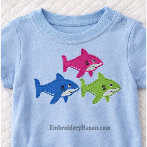 Sharks embroidery design