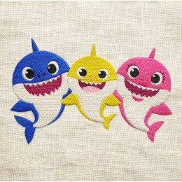 Baby shark embroidery design