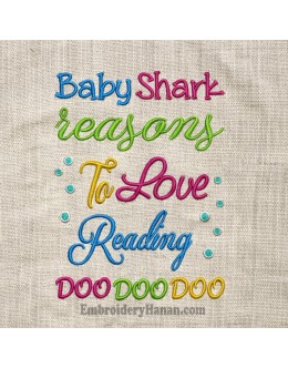 Baby shark reasons embroidery design