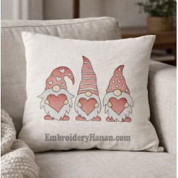 Gnome heart embroidery design