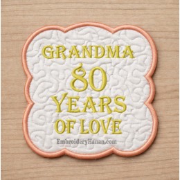 Grandma 80 years Coasters in the hoop embroidery design
