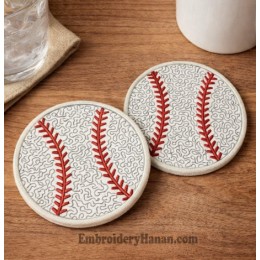 Baseball Coasters in the hoop embroidery design Baseball Coasters in the hoop embroidery design