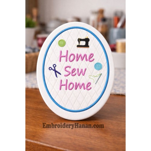 Home Sew Home mug rug ITH in the hoop embroidery design