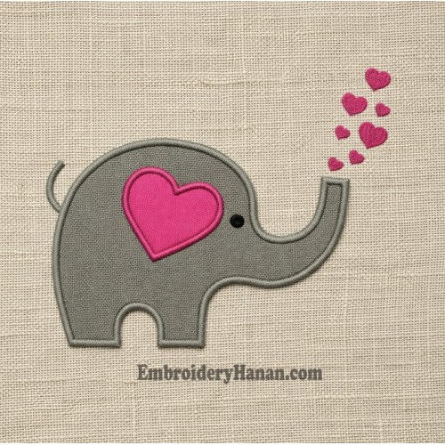 Elephant Hearts embroidery design