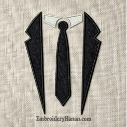 Tuxedo Tie Applique embroidery design