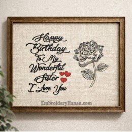 Happy Birthday Sister embroidery design