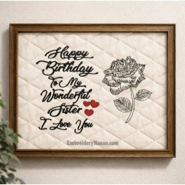 Happy Birthday Sister embroidery design