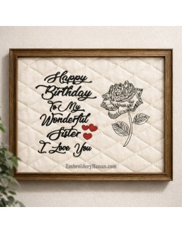 Happy Birthday Sister embroidery design