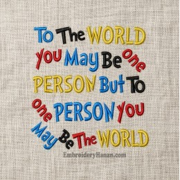 To The World embroidery design
