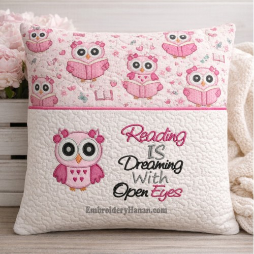 Owl girl with reading is dreaming Reading Pillow