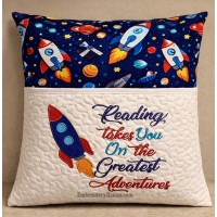 Space rocket with reading takes you Reading Pillow