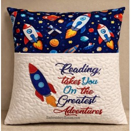 Space rocket with reading takes you Reading Pillow