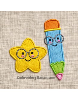 Pencil and star embroidery design Pencil and star embroidery design