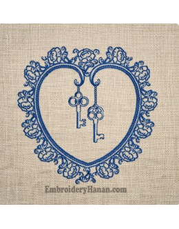 Heart keys Embroidery Design