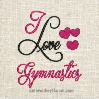 I love gymnastics embroidery design