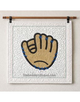 Baseball Glove stipple Quilt Block in the hoop embroidery design