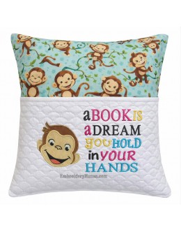 Face monkey with a book is a dream embroidery design