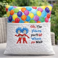 Thing 1 Thing 2 with oh the places Reading Pillow