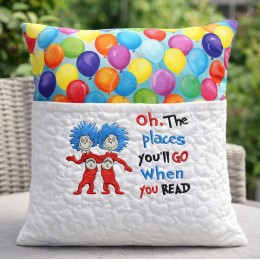 Thing 1 Thing 2 with oh the places Reading Pillow