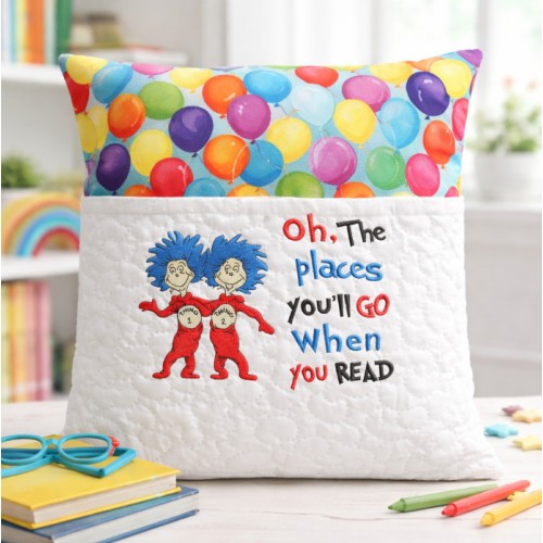 Thing 1 Thing 2 with oh the places Reading Pillow