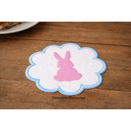 Bunny Easter Mug Rug in the hoop embroidery design