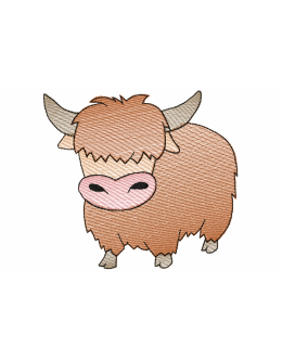 Baby Highland Cow embroidery design