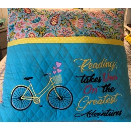 Bicycle embroidery with reading takes you Reading pillow