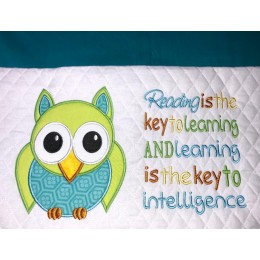Owl applique with Reading is the key 2 designs 3 sizes