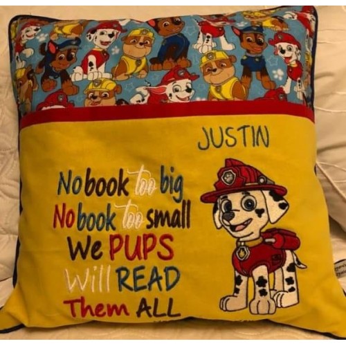 Marshal dog with no book too big Reading Pillow Marshal dog with no book too big Reading Pillow