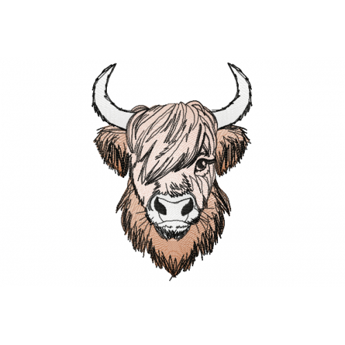 Highland Cow embroidery design