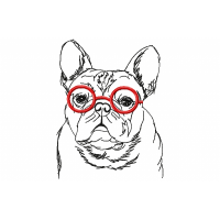 Bulldog with glasses embroidery design