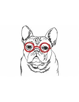 Bulldog with glasses embroidery design