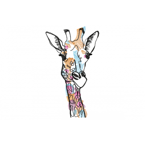 Giraffe coloring embroidery design