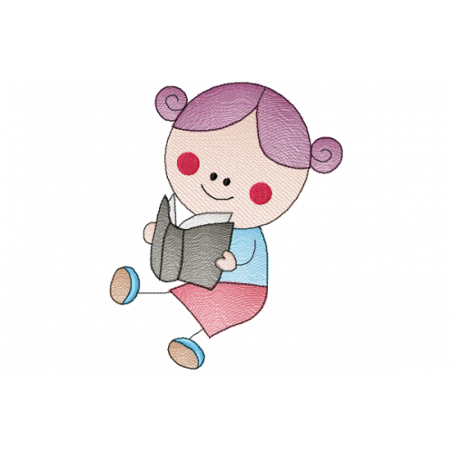 Girl read Embroidery design