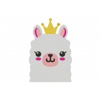 Llama face with crown design