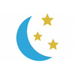 Moon and stars embroidery design