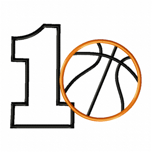 Basketball birthday number 1 embroidery design