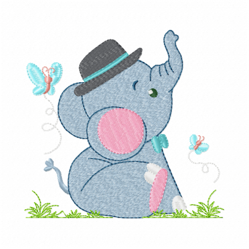 Cute elephant Embroidery Design